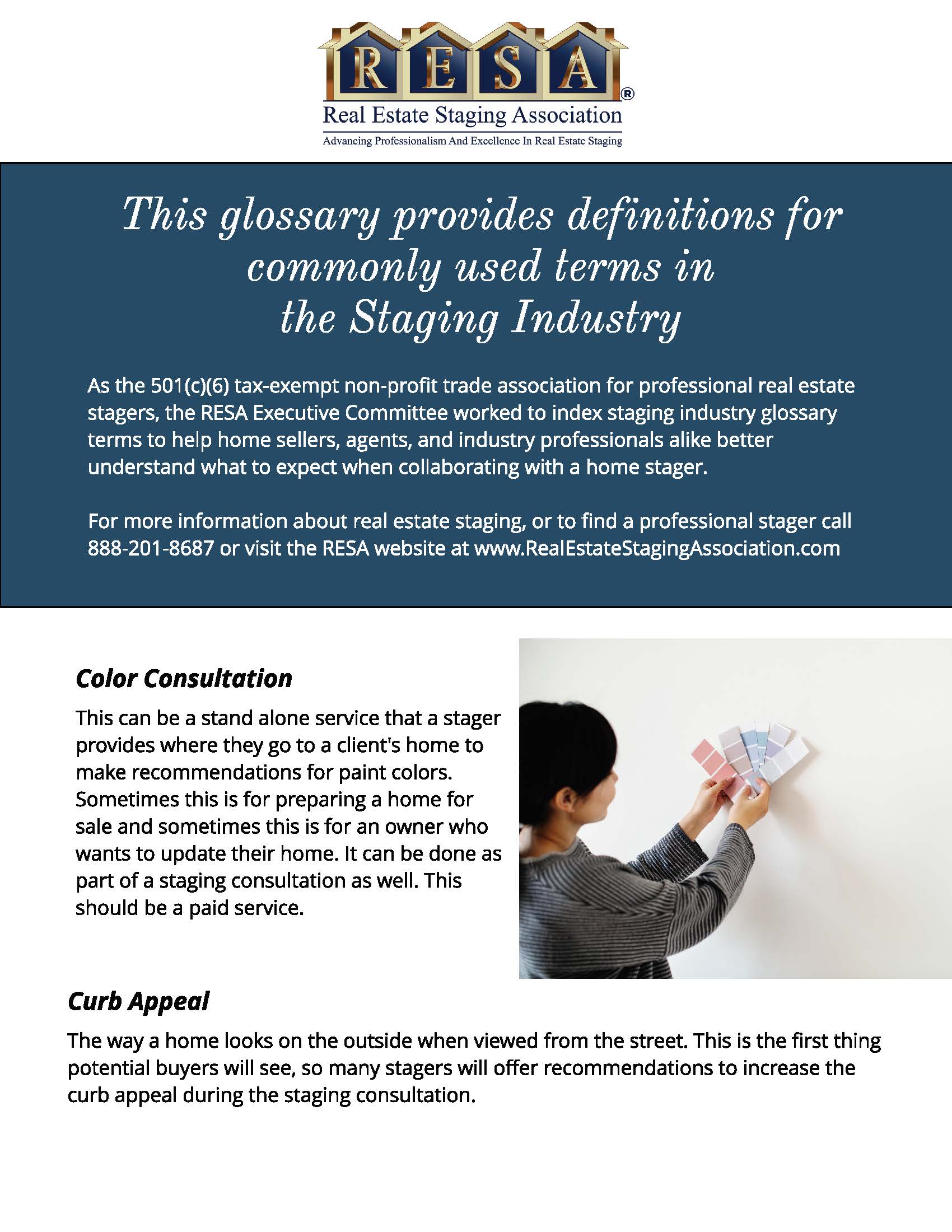 Glossary of Home Staging Terms RESA Online Store